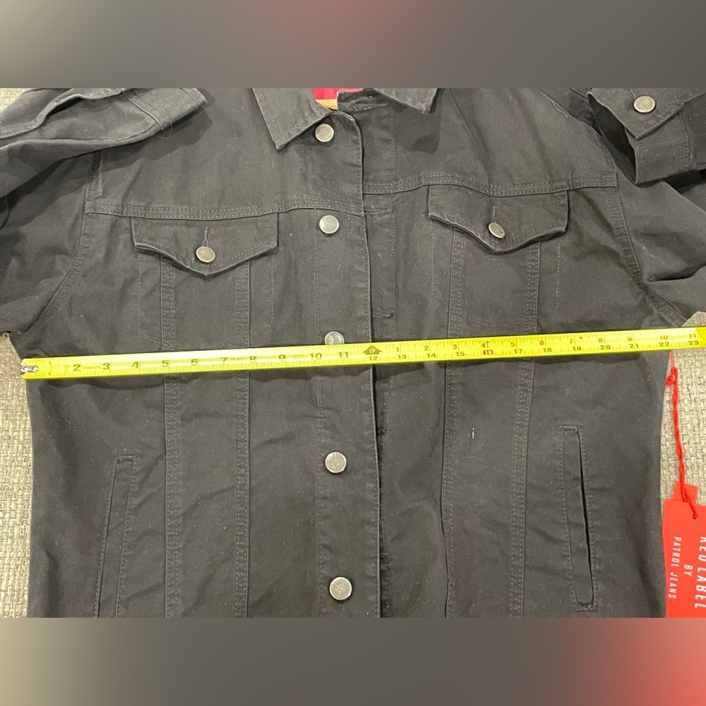 Red Label Large Black Jean Jacket Men’s Button Up Denim By Patrol Jacket New - Picture 8 of 13